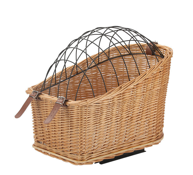 Front-Montage Rattan Fahrrad Haustierträgerkorb mit faltbarem metallenen Sicherheitsdome und verstellbaren Leder-Riemen Brehn