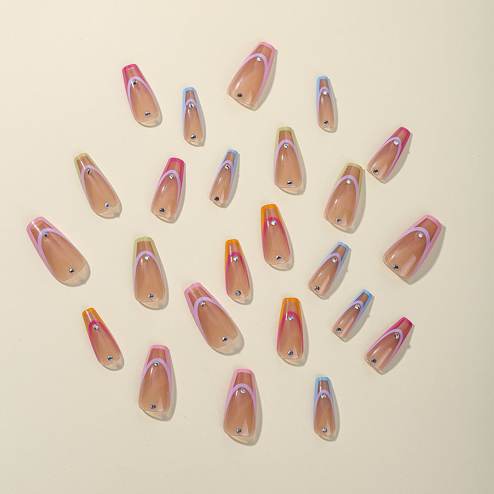 Dekorative Bunte Französische Spitze Nagelkunst Erweiterungen Brehn