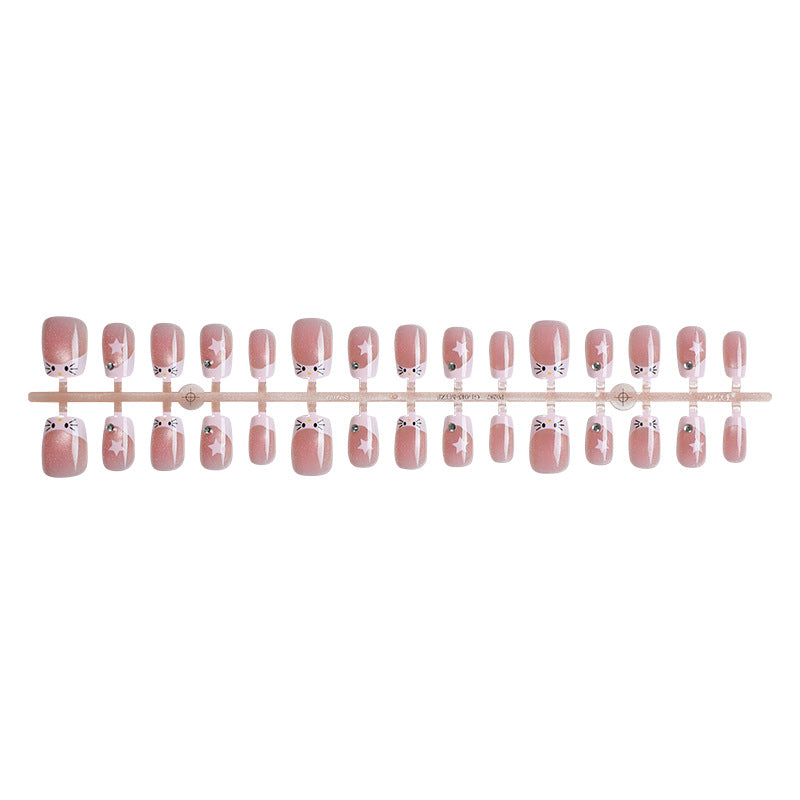 Künstlerisches katzenmotiviertes Press-On-Nagelset