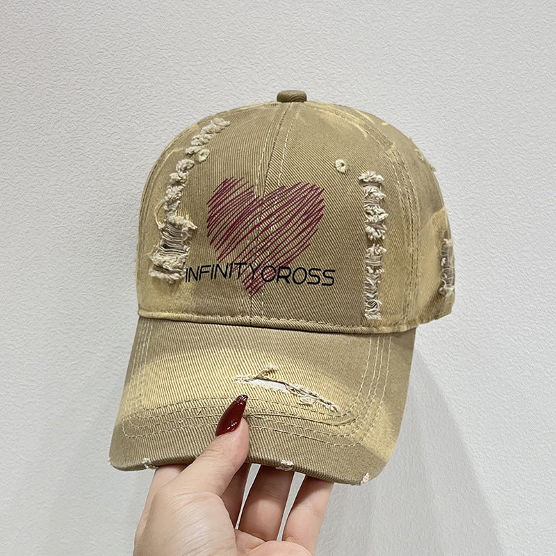 Damen Distressed Herz Bestickte Baseballmütze Brehn