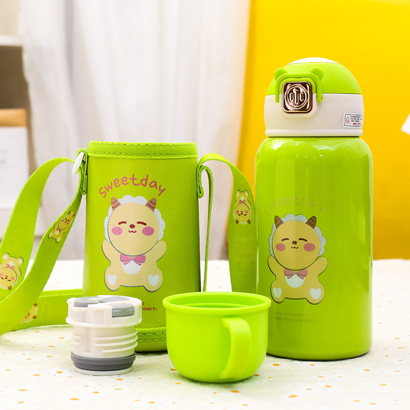 Damen Isolierte Trinkflasche mit niedlichem Tierdesign und praktischem Tragegurt Brehn
