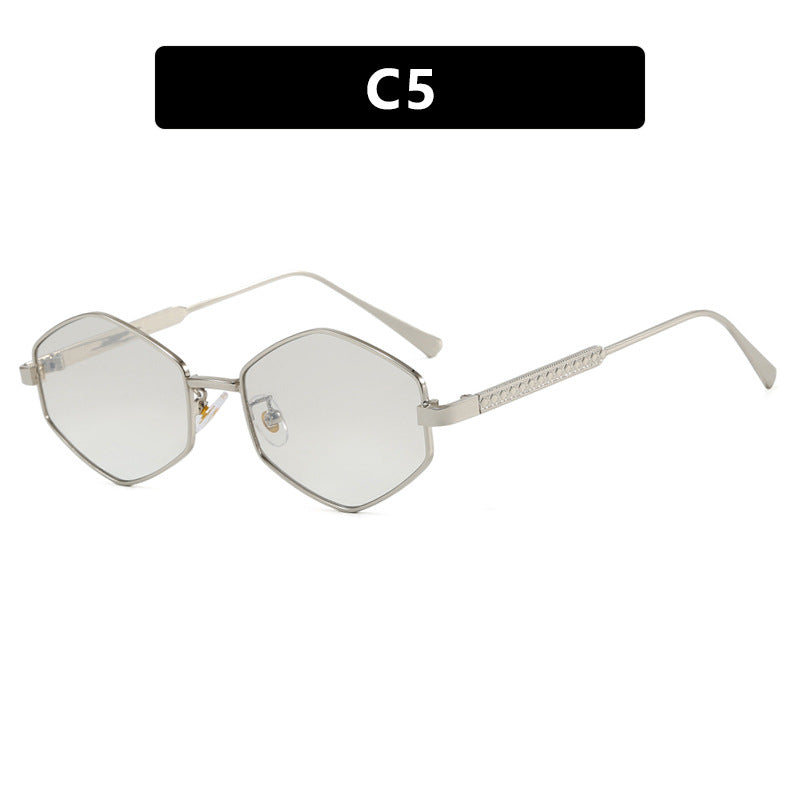 Damen hexagonale Sonnenbrille mit eleganten Metallakzenten und UV-Schutz Brehn