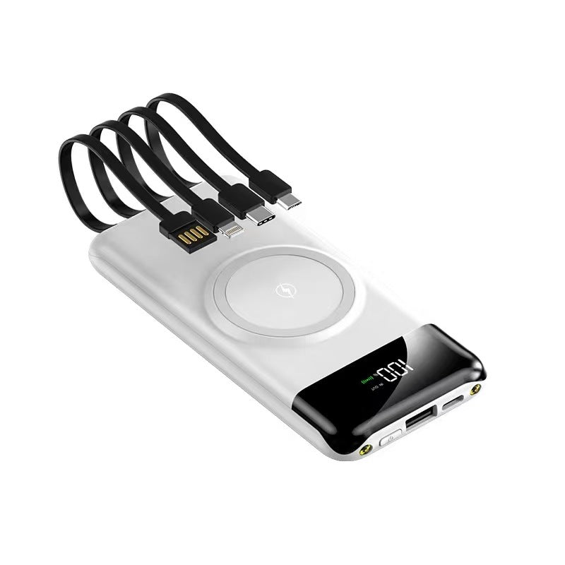 Tragbare Powerbank mit Kabelloser Ladefunktion und Multifunktionskabel Brehn