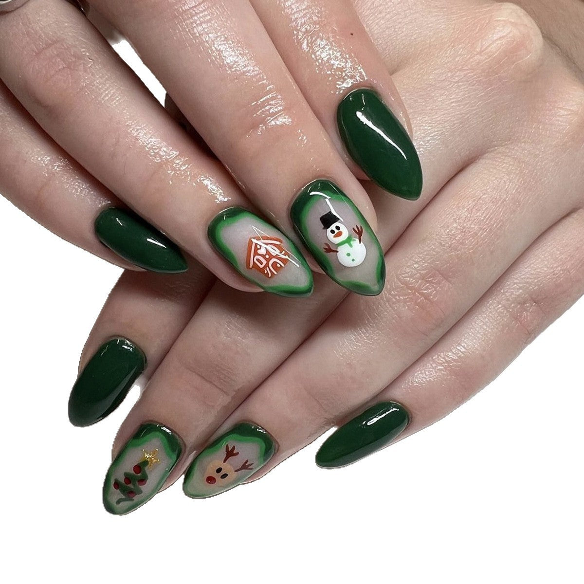Kreatives Kunstnagelset mit festlichen Weihnachtsmotiven und Glanz Brehn