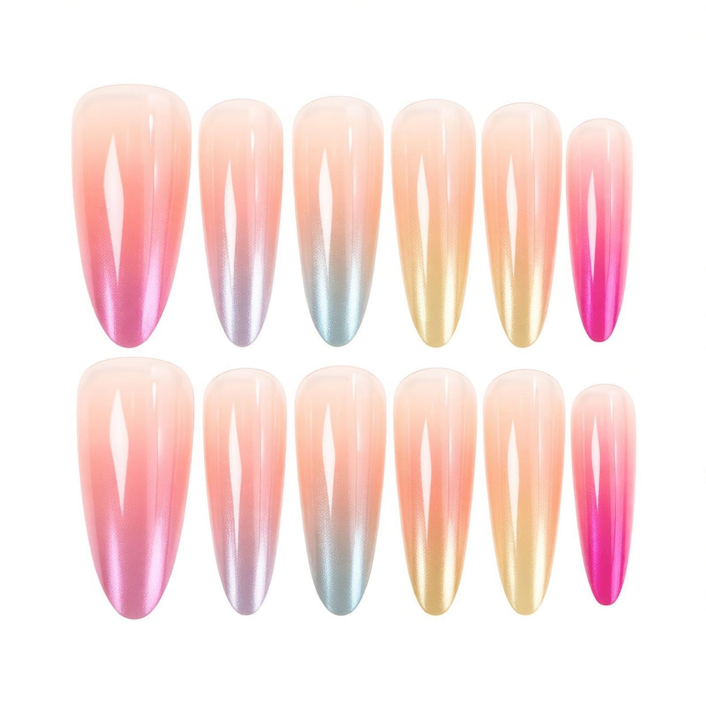 Ombre Gradient Press-On Nail Design Brehn