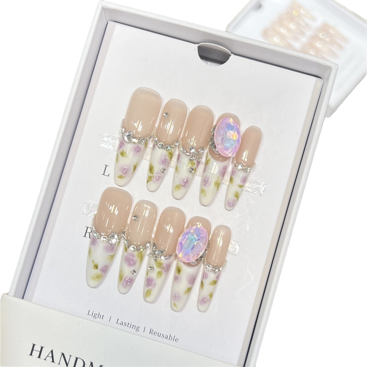 Dekorativer Floral Stiletto Press-On Nail Set Brehn