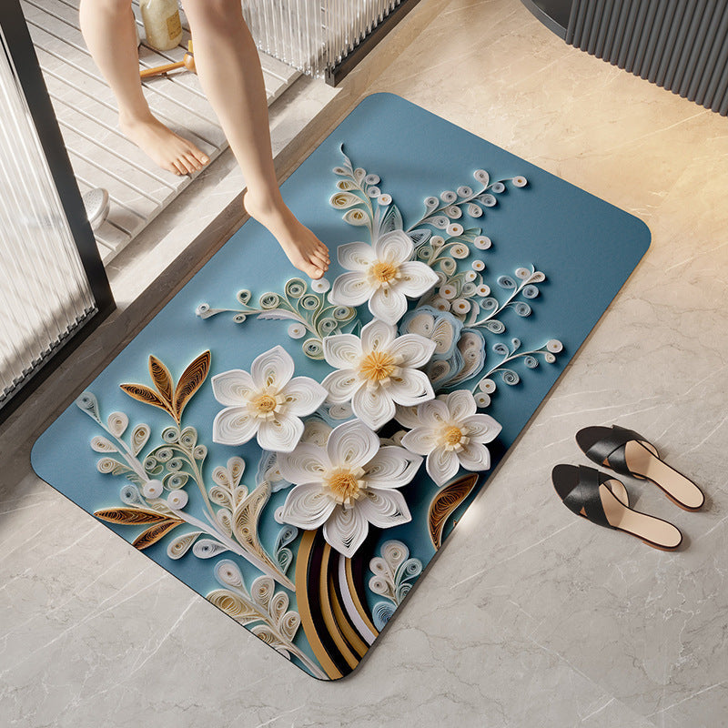 Künstlerisches Floral Design Badezimmermatte Brehn
