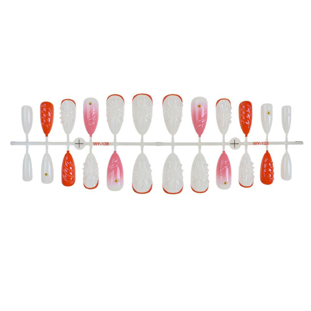 Handgefertigtes Blumen Press-On Nagelset Brehn