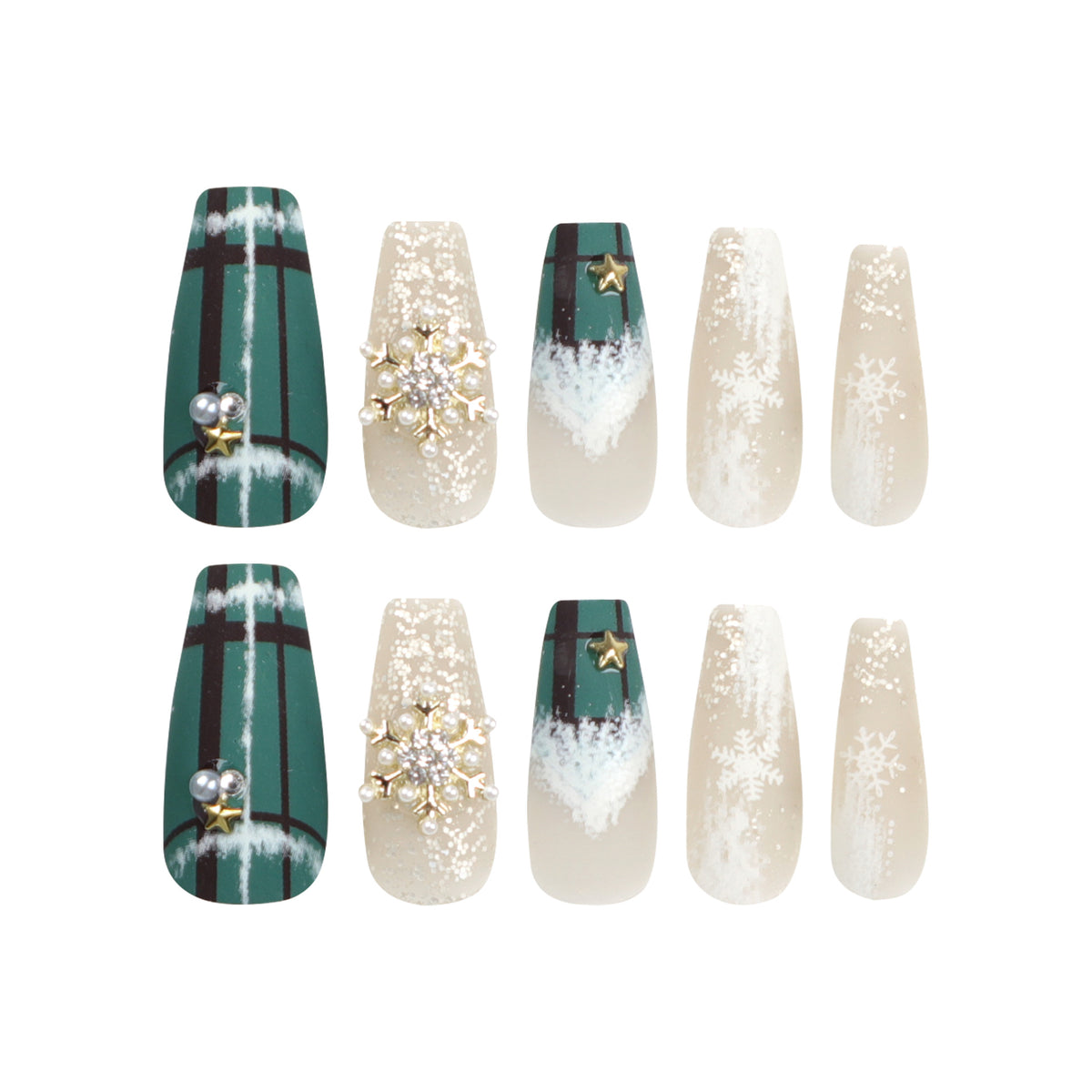 Kunstvolle Nagelverlängerungen mit festlichem Weihnachtsdesign Brehn
