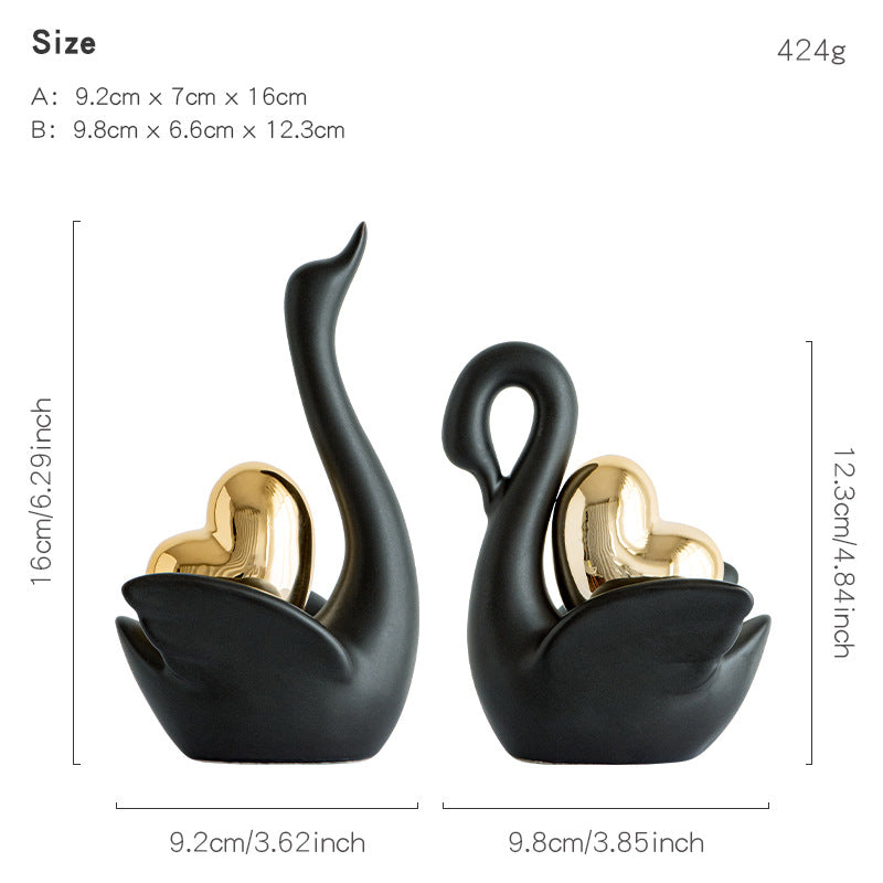 Elegante und romantische Schwäne Dekorationsfigur Brehn