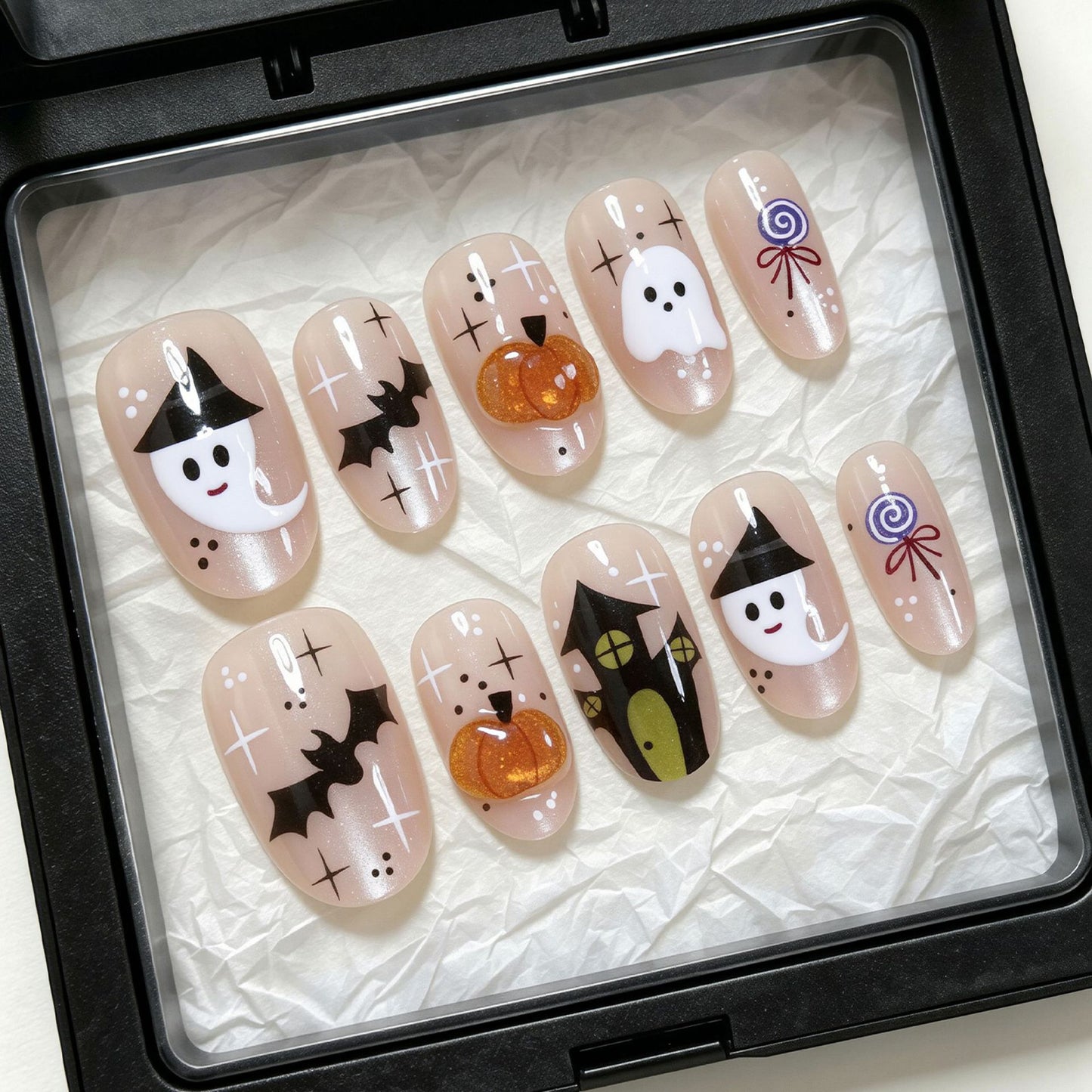 Halloween-Themen Künstlerische Press-On Nagelset Brehn