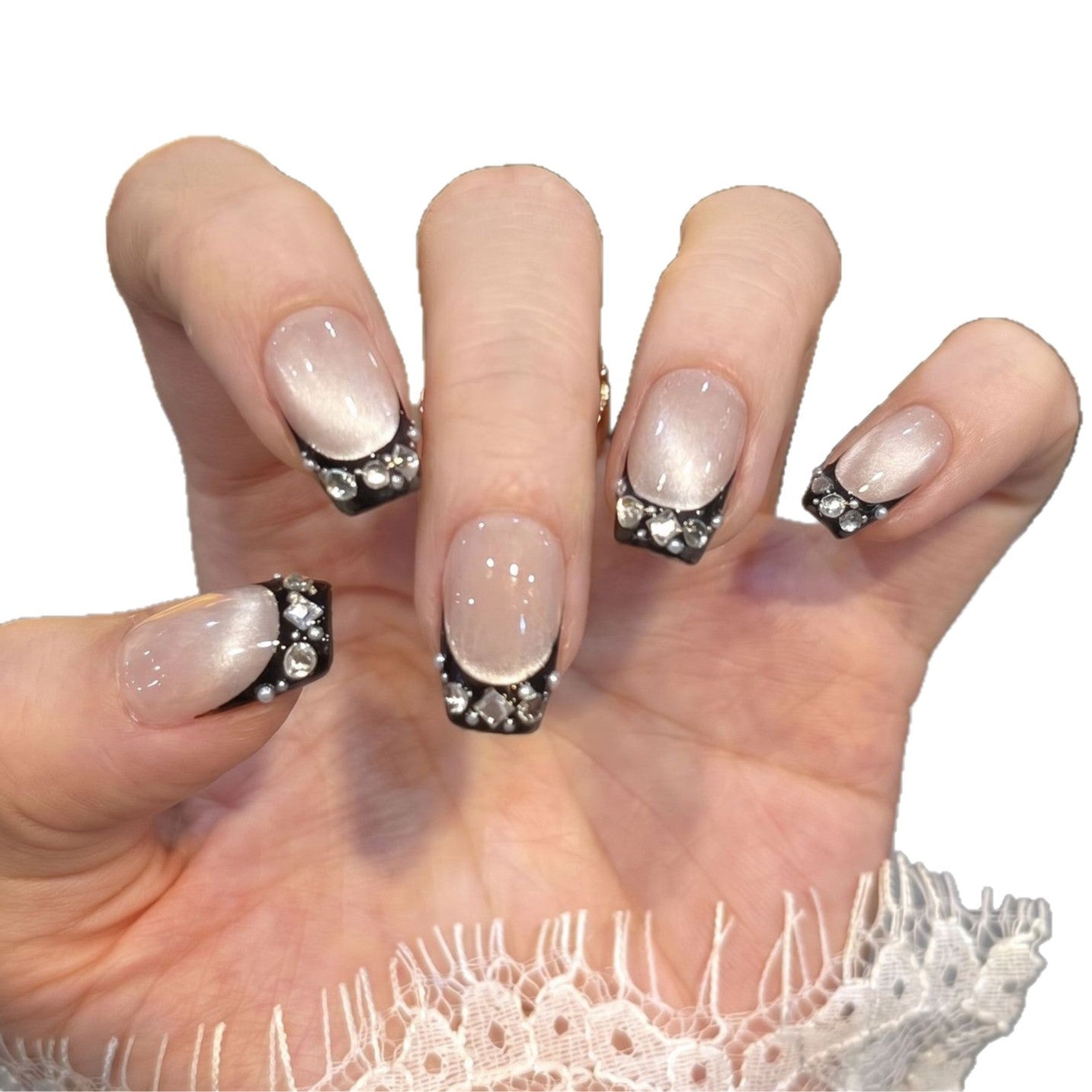 Dekorative Strass-Spitze Press-On Nägel Brehn
