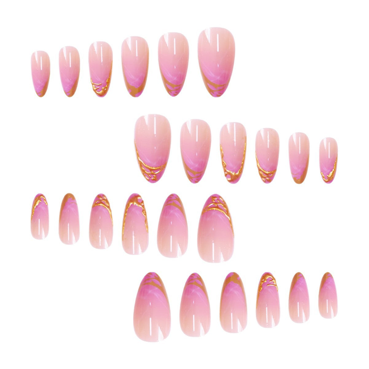 Elegante Stiletto Press-On Nagelverlängerungen mit Goldspitzen-Detail Brehn