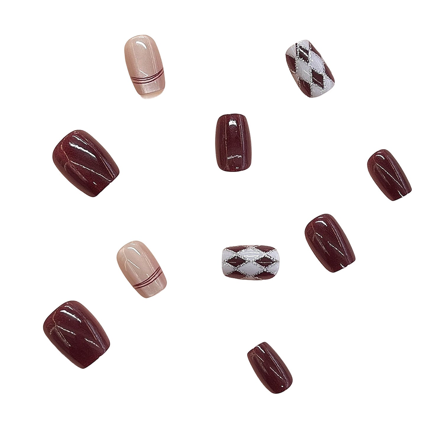 Künstlerisches Press-On Nagelset Brehn