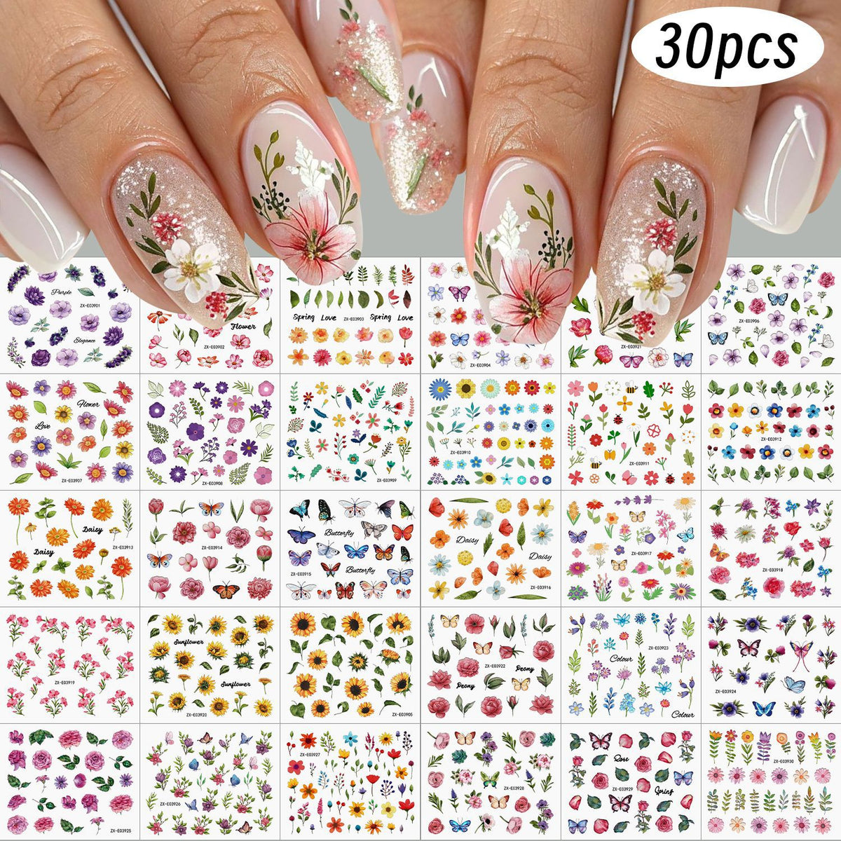 Kreative Nagelkunst Aufkleber Sammlung