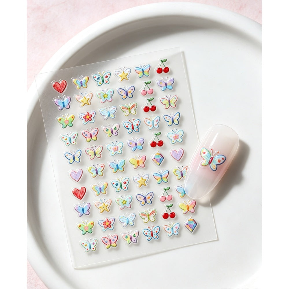 Bunte Schmetterling Nagelkunst Aufkleber