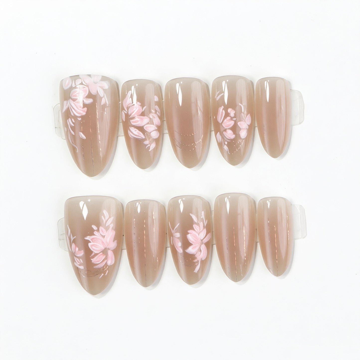 Elegantes Floral Press-On Nail Art Set Brehn