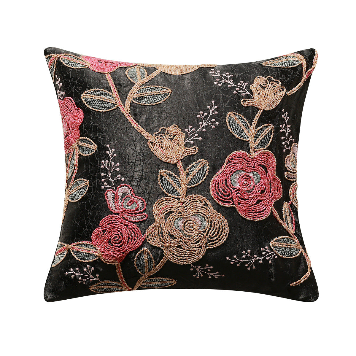 Exquisites Dekorationskissen mit floralem Stickdesign
