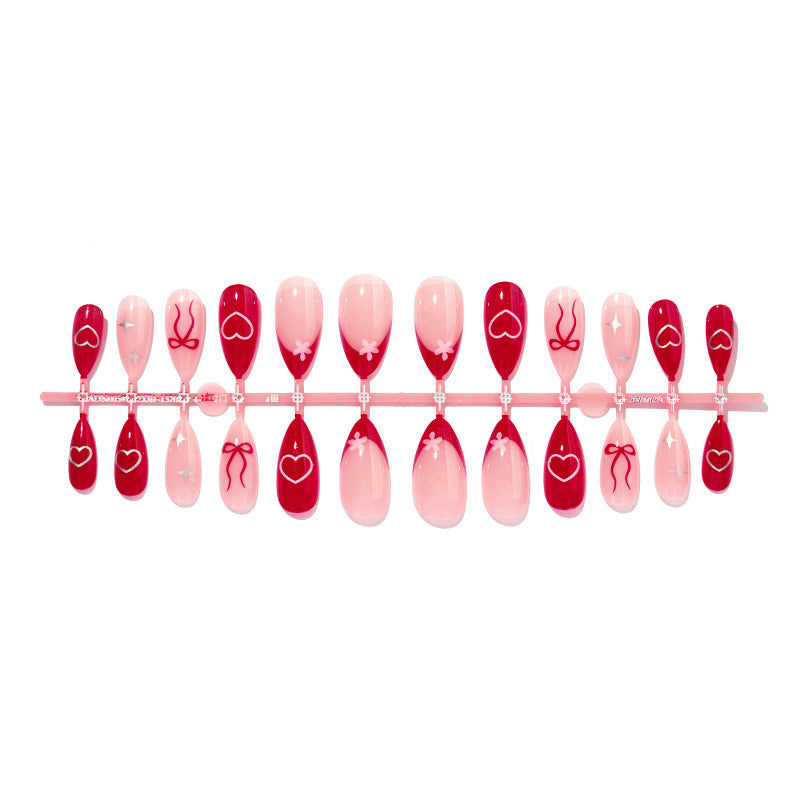 Dekorativer Druck-Nagel-Set mit charmanten Kirsch- und Schleifen-Designs Brehn