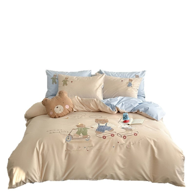 Kinder Cartoon Teddy Bettbezug Bettwäsche Set