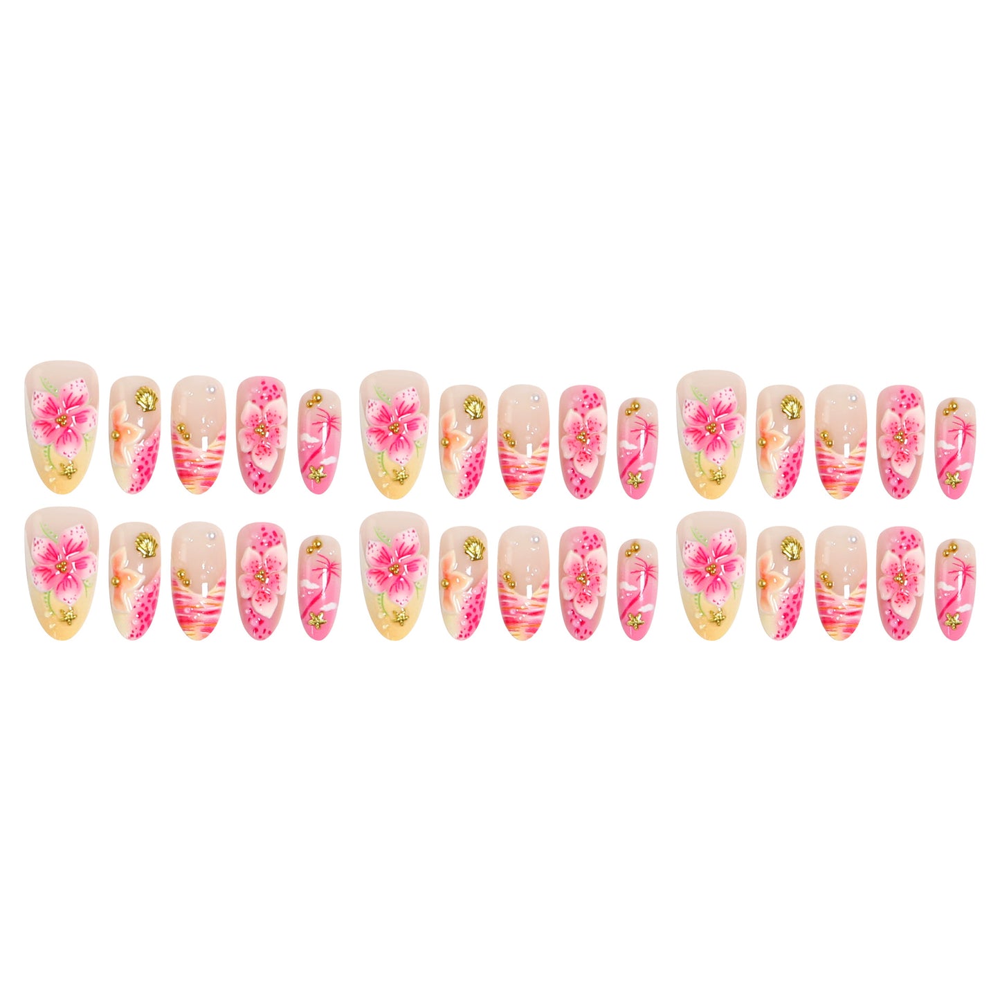 Kunstnägel mit floralen Verzierungen und Glitzerakzenten Brehn