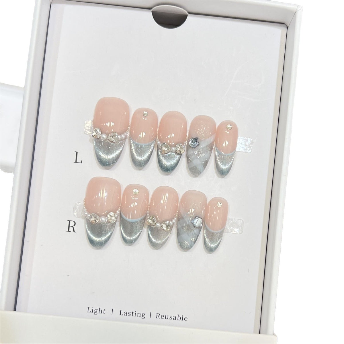 Elegante wiederverwendbare French Tip Press-On Nagelset Brehn