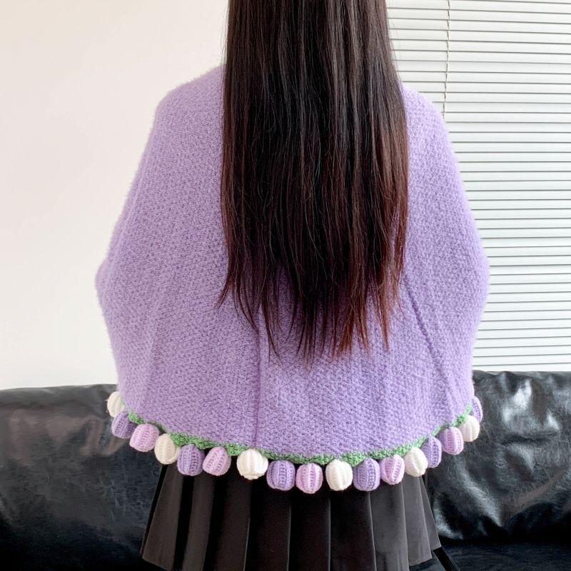 Poncho Mit Buntem Pomponbesatz Brehn