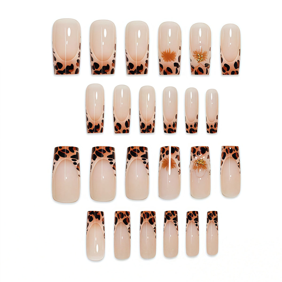 Premium dekorative Press-On Nagelkunst mit Leopardenmuster-Akzenten Brehn
