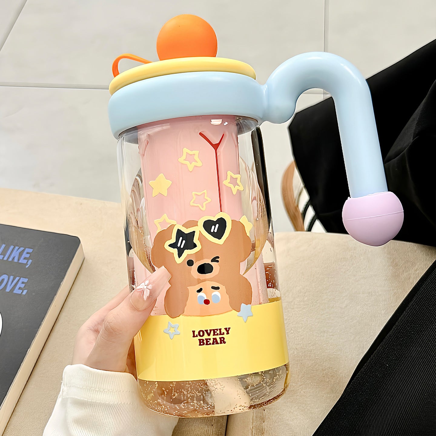 Damen Trinkflasche mit verspieltem Katzenmuster Brehn
