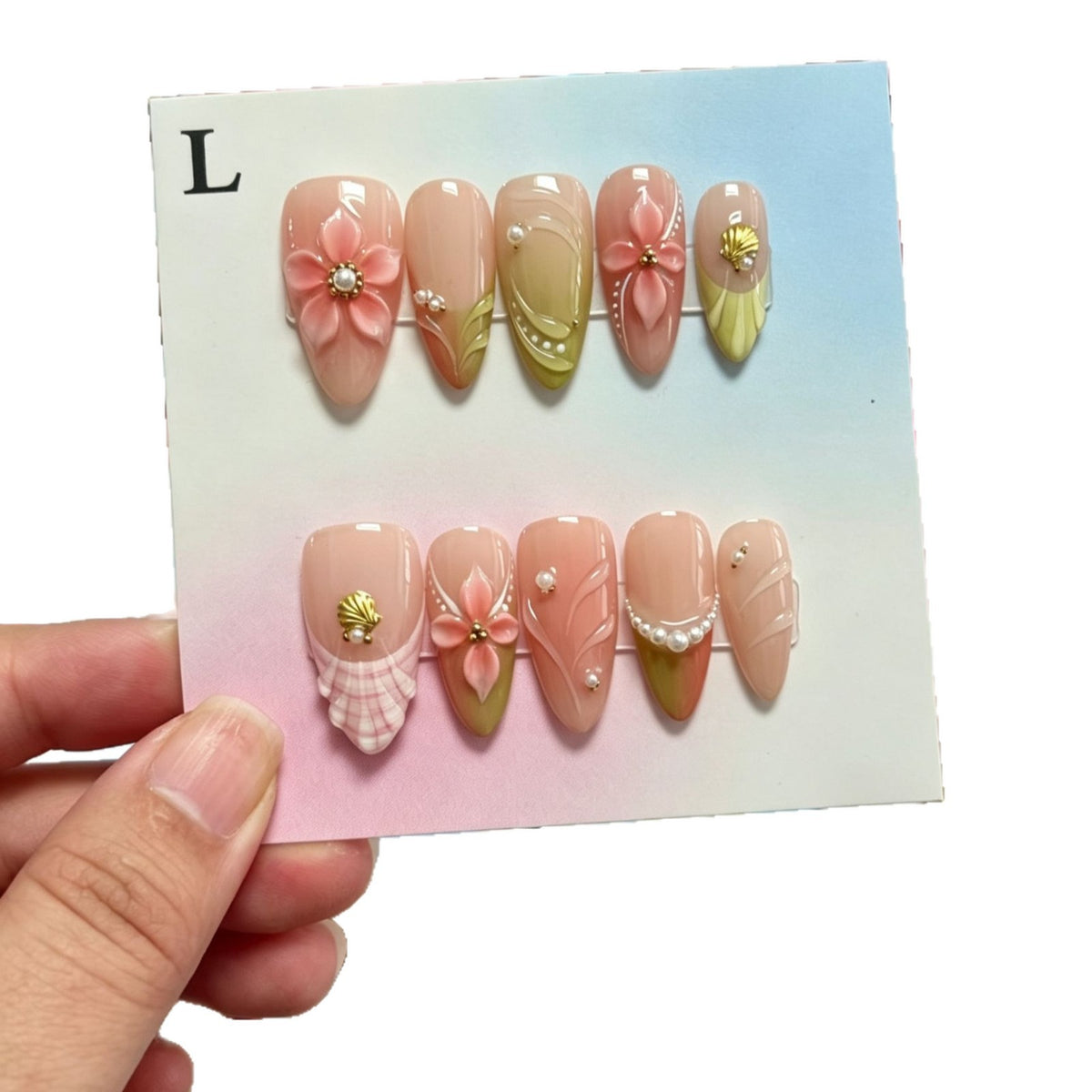 Künstlerisches blumeninspiriertes Press-On-Nagelset