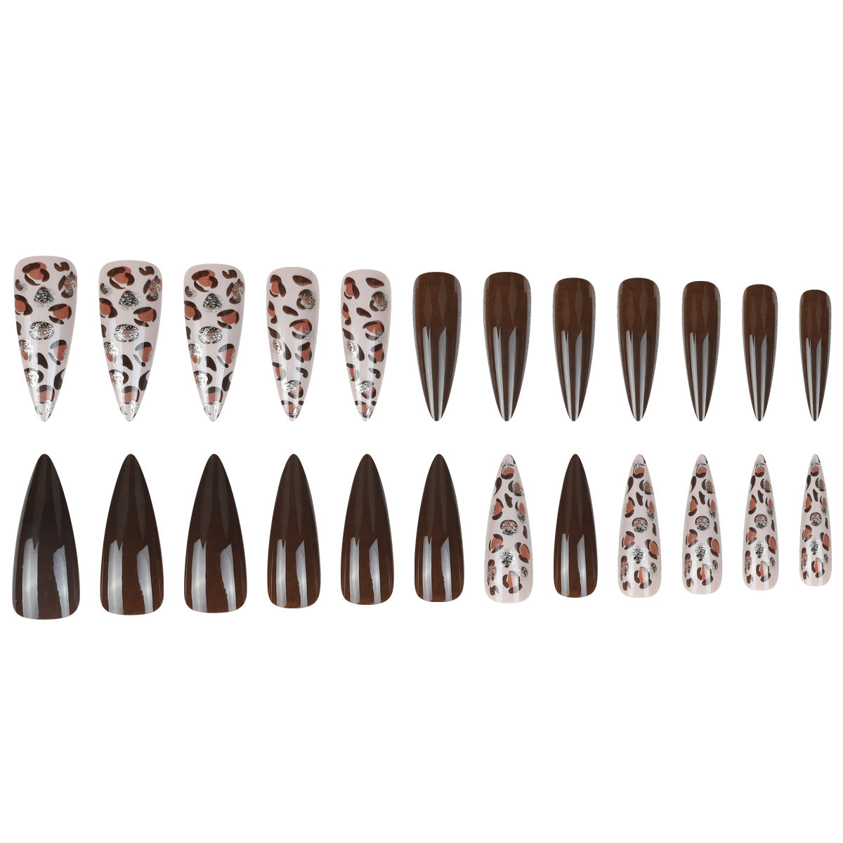 Stiletto Press-On Nail Set mit Leopardenakzentdesign Brehn