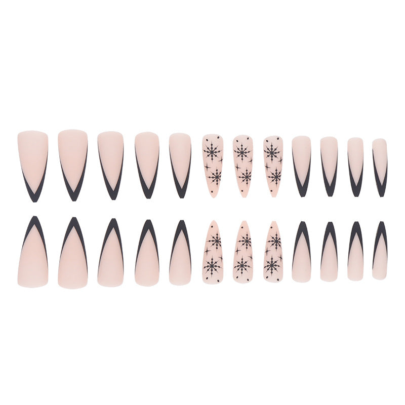 Lange Stiletto Press-On Nagelkunst mit Schneeflocken-Design Brehn