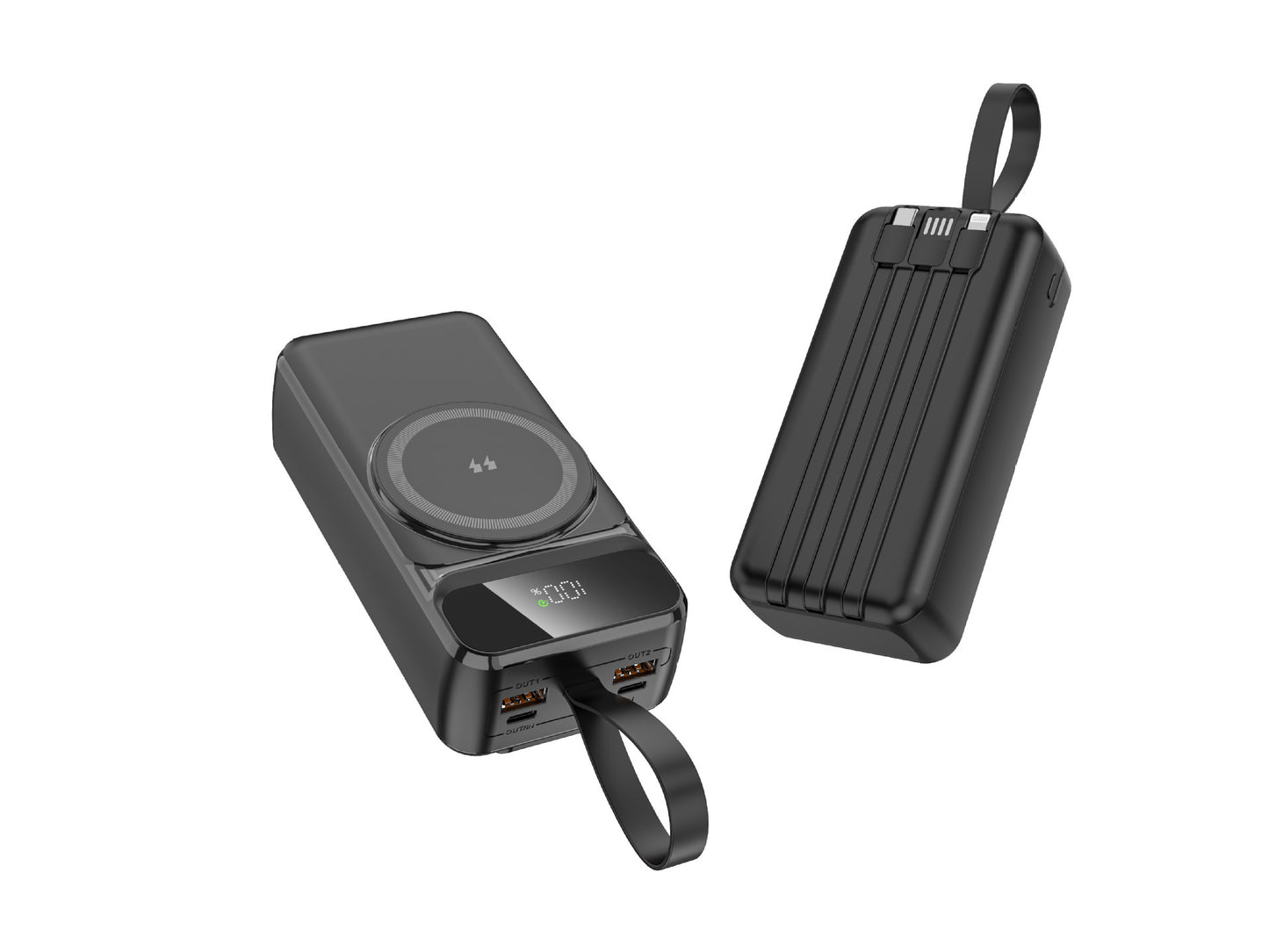 Tragbare Wireless Powerbank mit Intelligentem Lade-Management und Digitaler Anzeige Brehn