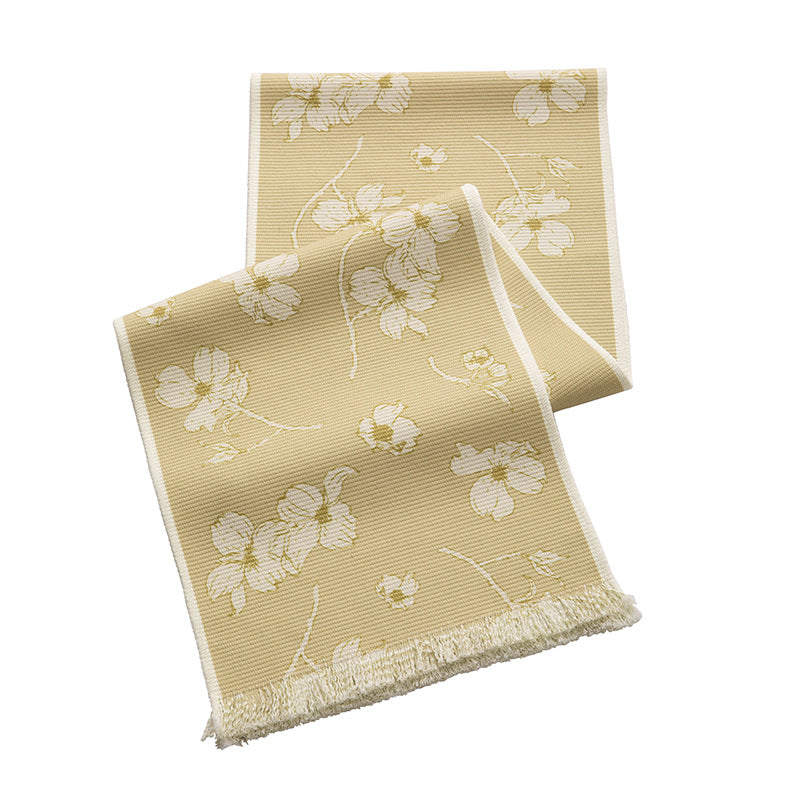 Gewebter Tischläufer mit floralem Jacquardmuster und Fransensaum Brehn