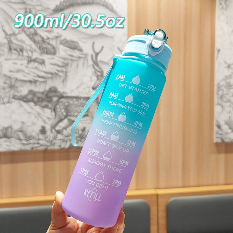 Damen Motivierende Wasserflasche mit integrierten Zeitmarkierungen Brehn