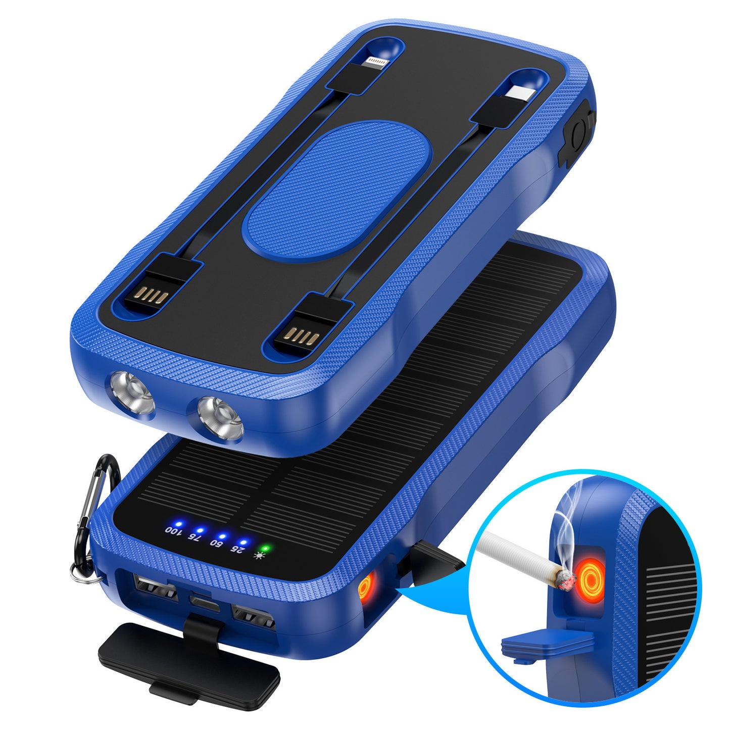 Solar-Ladegerät mit Integrierten Usb-Anschlüssen und LED-Lampen Brehn