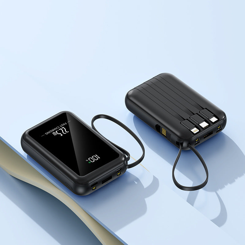 Tragbare Powerbank mit integrierter digitaler Anzeige und vielseitigem Kabelsystem Brehn