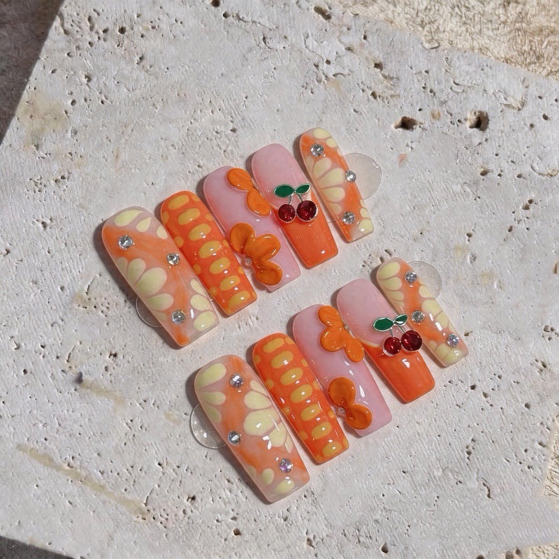 Künstlerisches 3D-Blumen-Press-On-Nagelset