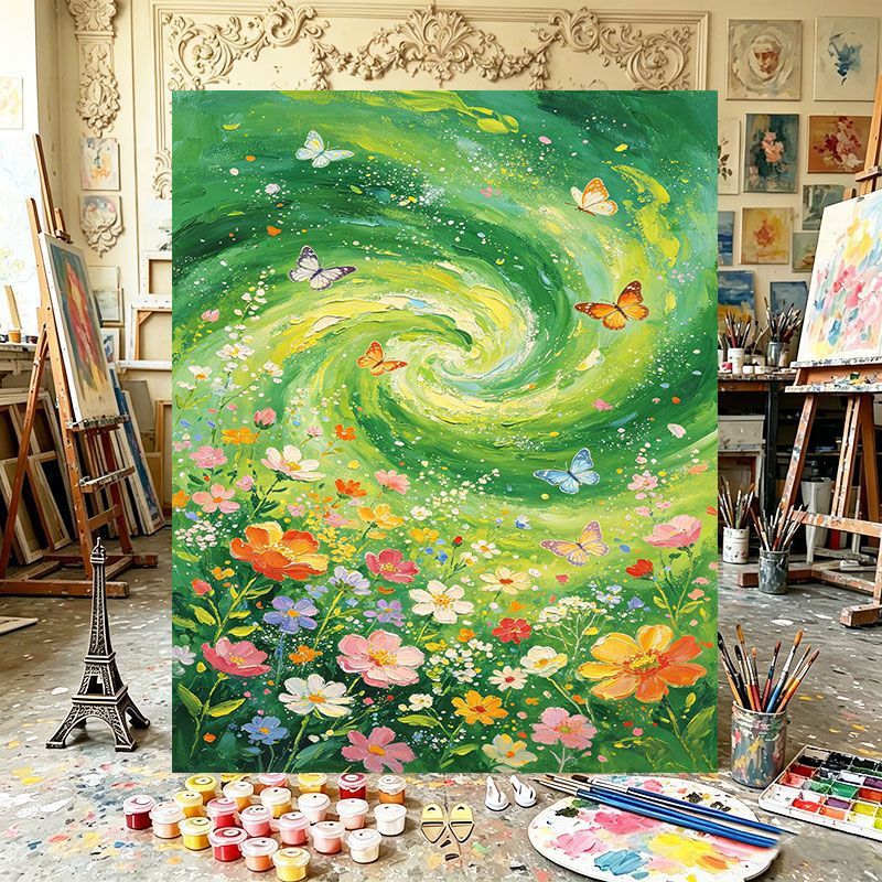 Lebendige florale Wirbel-Leinwandkunst Brehn