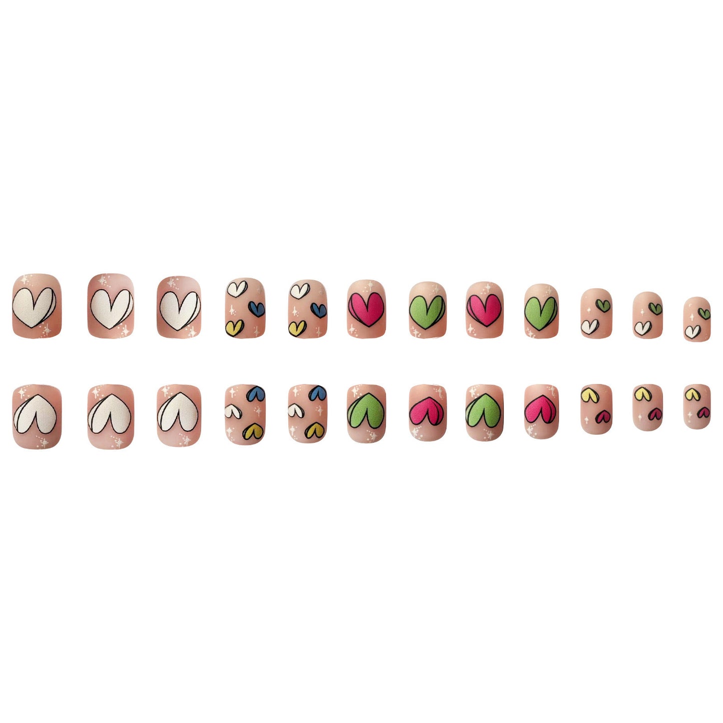 Kunstnagelset mit verspielten Herzmotiven Brehn