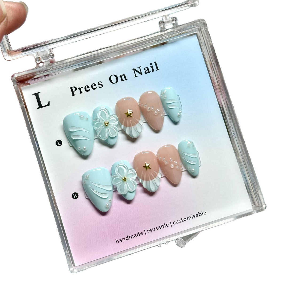 Dekorative handgefertigte florale Druck-Nagel-Set
