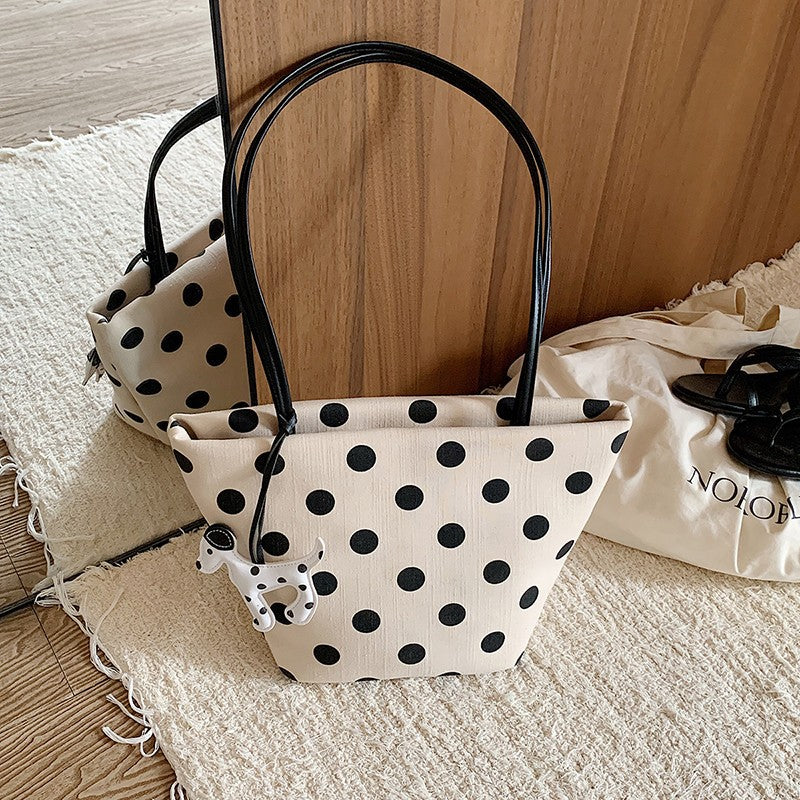 Polka Dot Canvas Schultertasche Brehn
