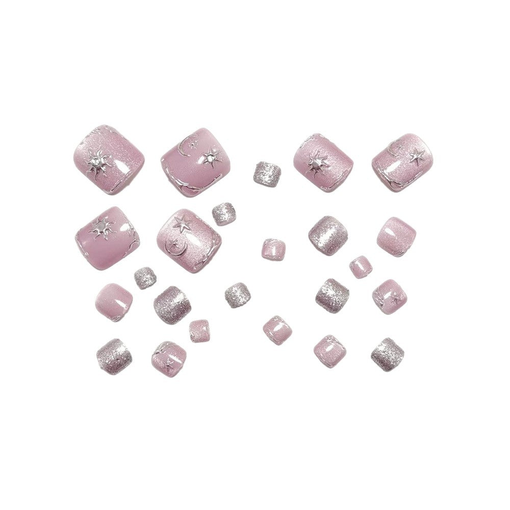 Fußnagelkunstset mit Silbernen Sternen- und Glitzerakzenten Brehn