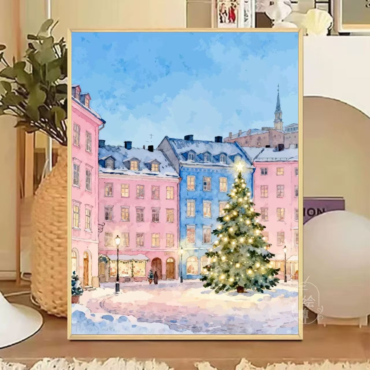 Gemütliche winterliche Café-Leinwandkunst Brehn