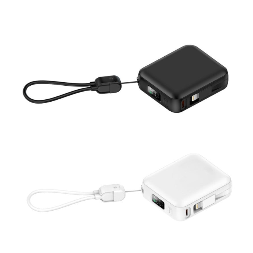 Tragbare Powerbank mit integriertem Ladekabel und digitaler Anzeige Brehn