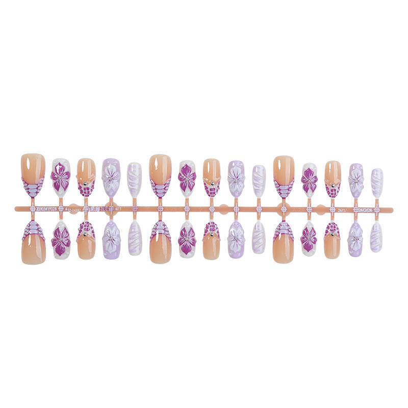 Elegante Blumen Design Press-On Nägel Set Brehn