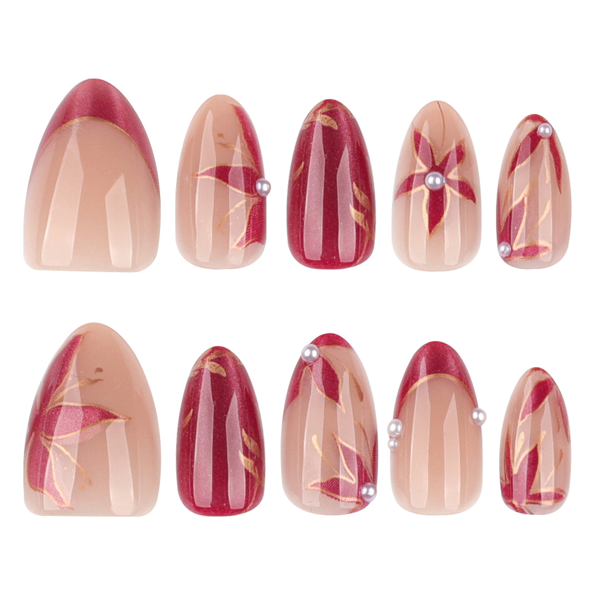 Kunstvolle Nagelverlängerungen mit retro-inspiriertem floralem Design Brehn