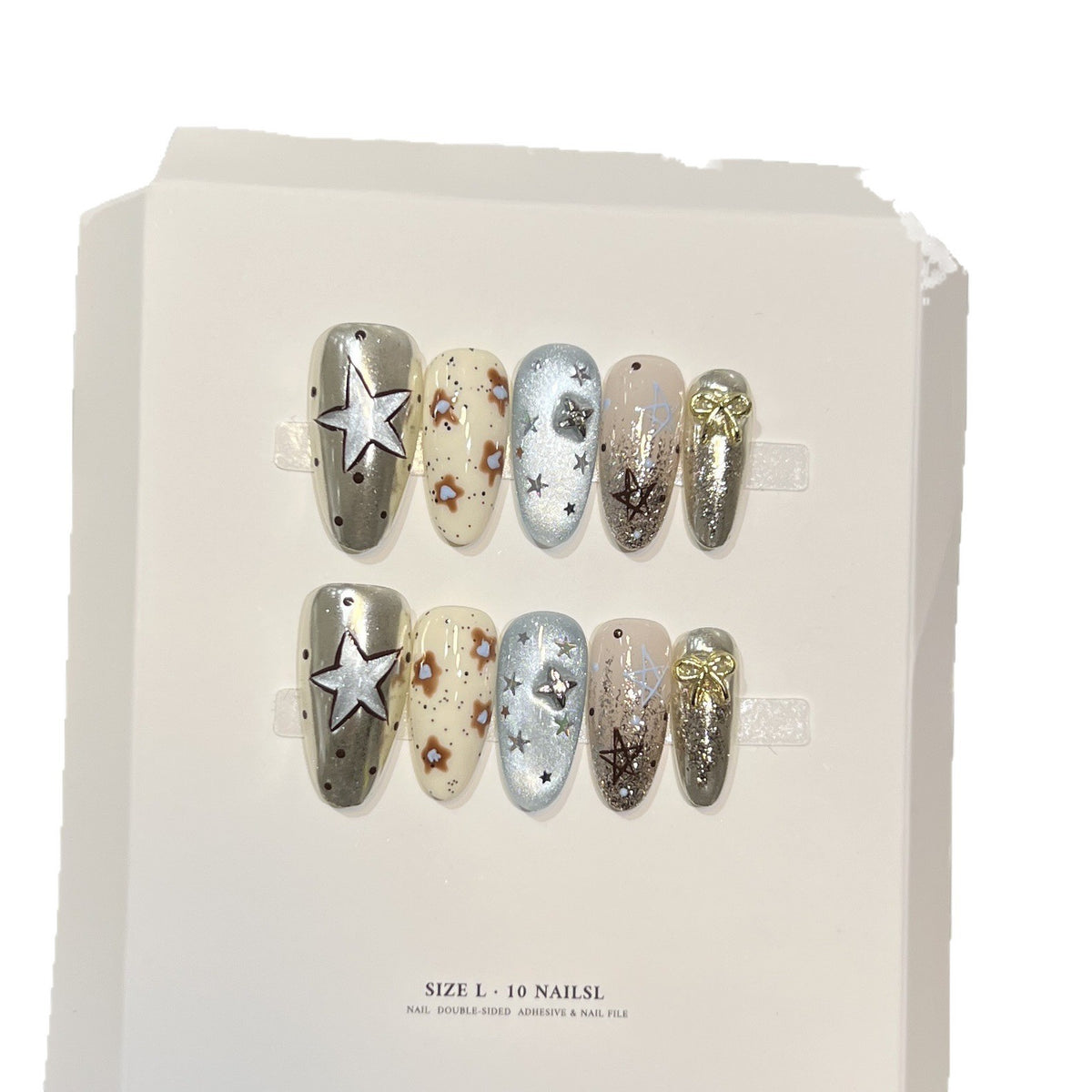 Künstlerisches Stiletto Press-On Nagelset mit einzigartigen ästhetischen Designs Brehn