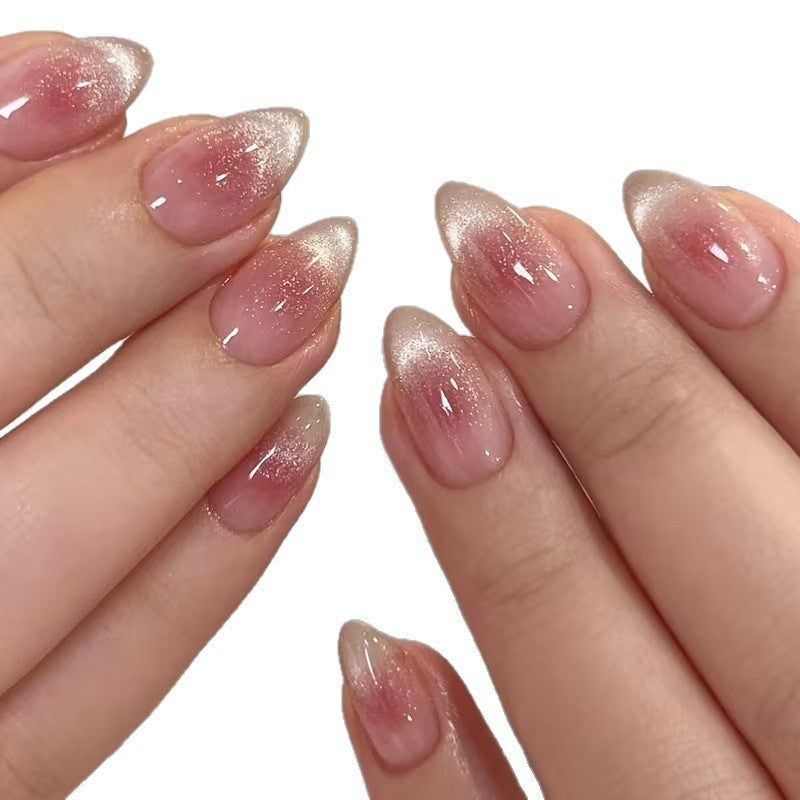 Glitzernde French Tip Press-On Nägel Brehn