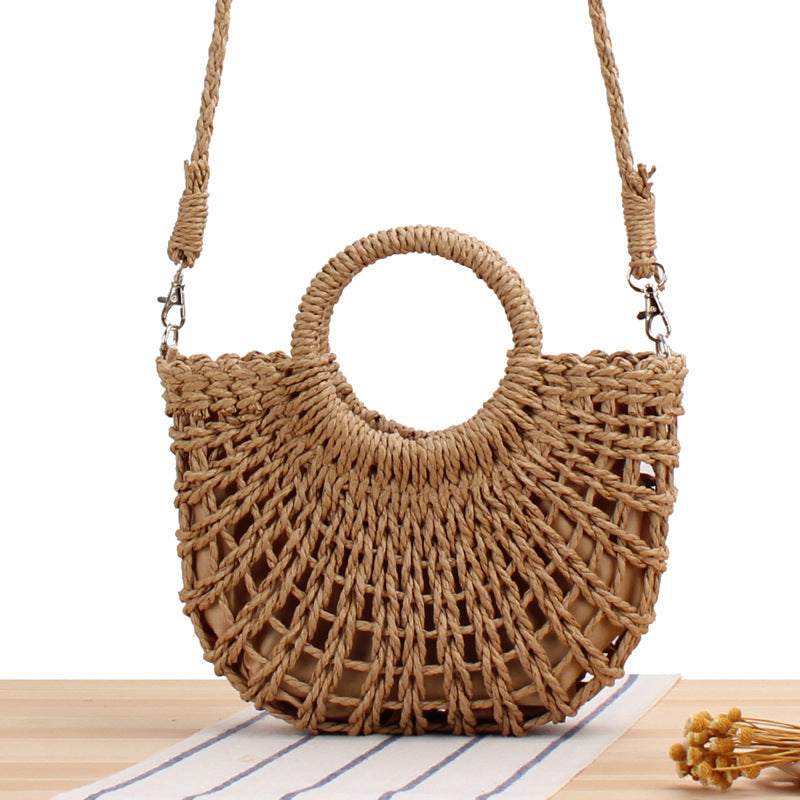 Handtasche Aus Handgearbeitetem Makramee mit Rundem Griff Brehn